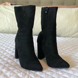Black suede booties